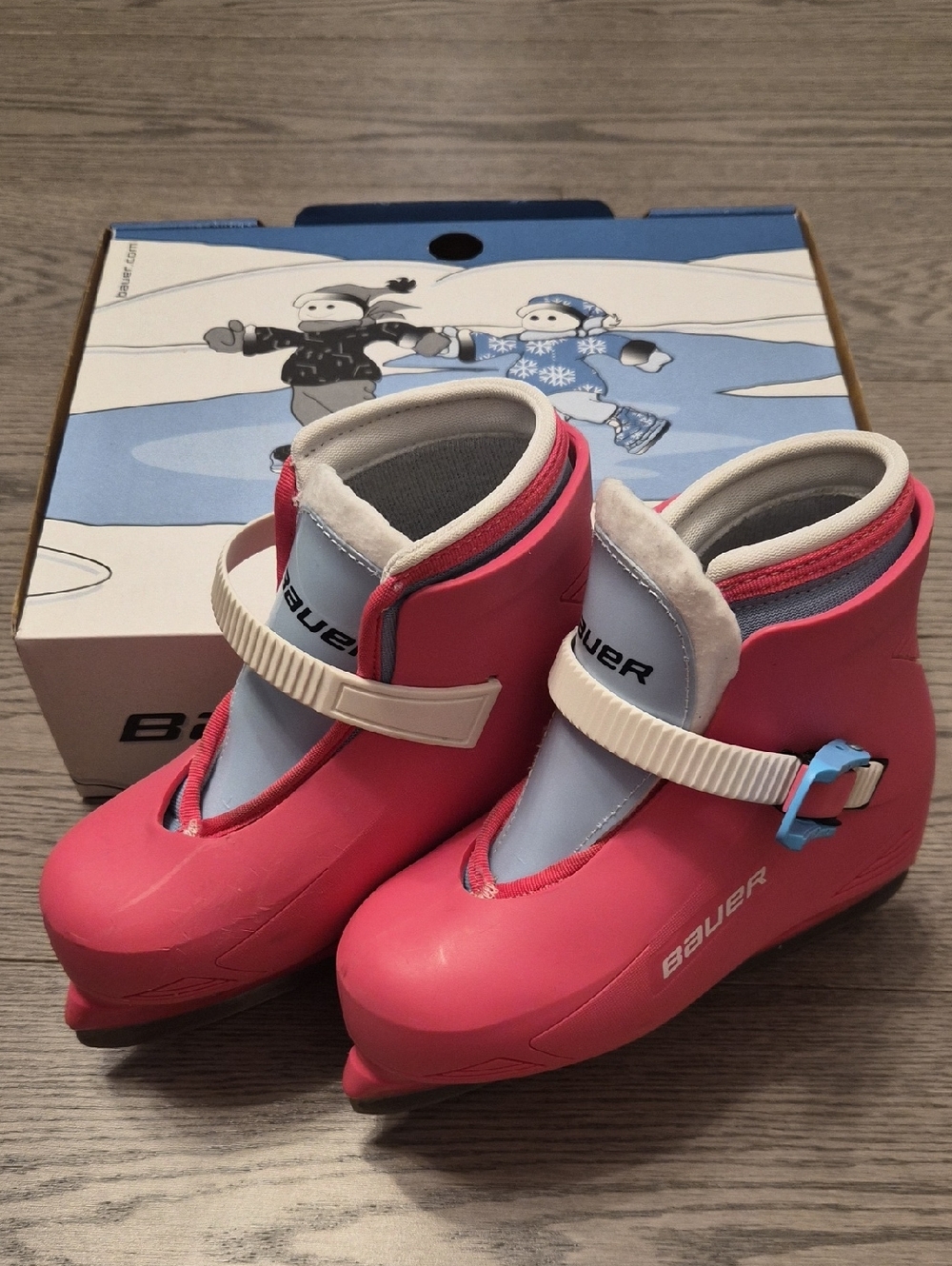 Bauer Kids Lil'angel Pink and Light Blue Ice Skates Size 12